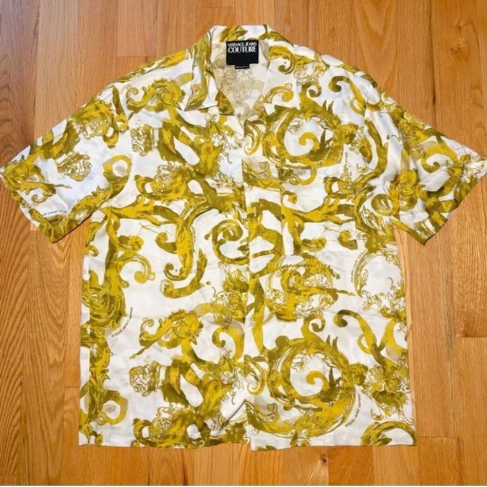 Versace Gold hibiscus vescoca shirt